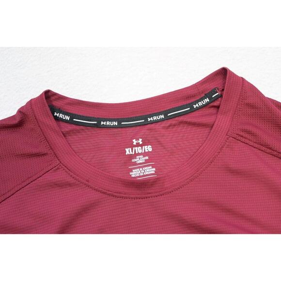 Under Armour Gym Shirt Fitted HeatGear Maroon Short Sleeve Mens Sz XL - Picture 7 of 9